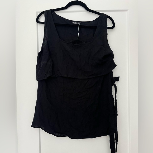 Nasty Gal Crinkle Crop Top And Sarong Cover-Up 2 pcs Set Black Size 8 NWOT - Picture 12 of 12